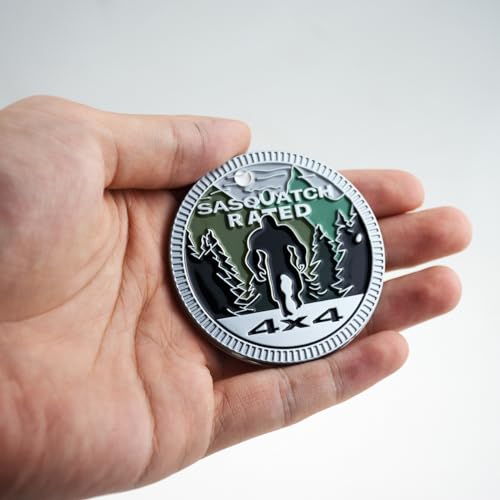 Image of REPALY 2X Squatch Rated Car Emblem 4 x 4 Metal Automotive Badge 3D Metal Round Decals Stickers Compatible with Vehicles Trucks SUV RV Decorations (Green), REPALY-rated-1
