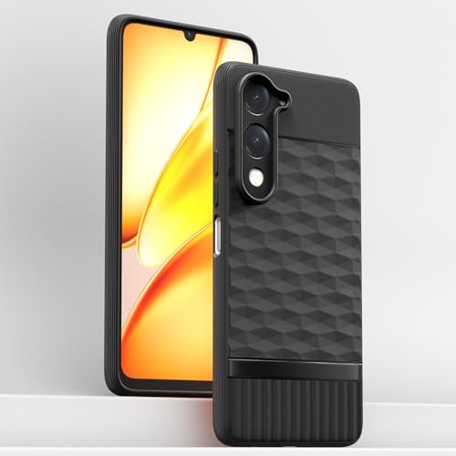 Image of Pikkme Back Cover for iQoo Z10 lite 5G / Vivo T4 lite 5G / Y19 5G / Y19e / Y04 4G / Y29s 5G Camera Protection 3D Hexa Cube Design Silicone Protective Bumper Case (Black)
