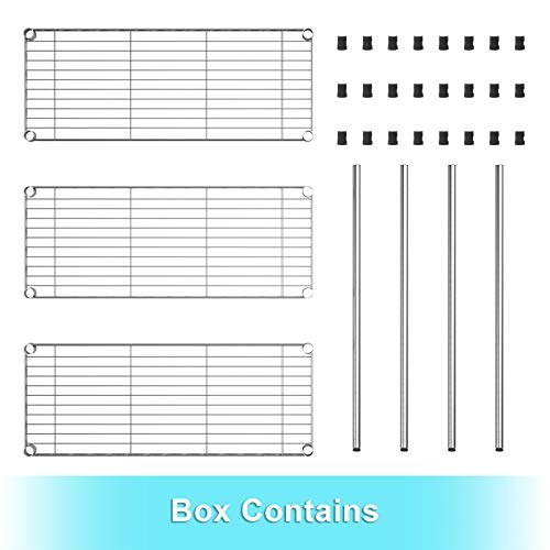 Auslar 3-Shelf Storage Wire Shelves Heavy Duty 3 Tiers Standing Shelving Units Adjustable Metal Organizer Wire Rack thumb #6