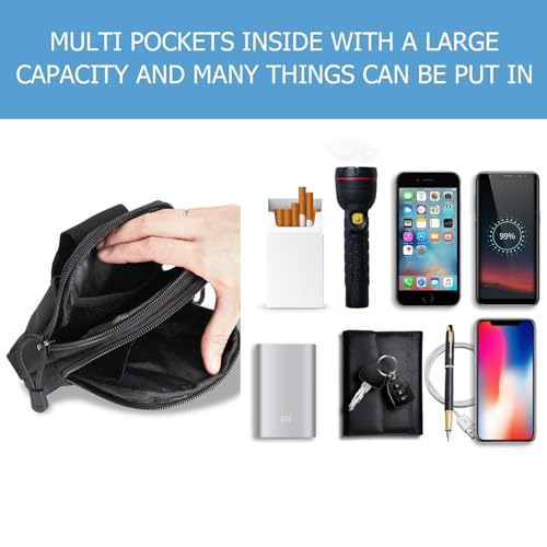 Molle Pouches, Waist EDC Pouch, Small Tool Bags, Cell Phone Zipper Pouch for Men, Belt Bag Tactical Gear Accessories with Carabiner (Black) - Image 5