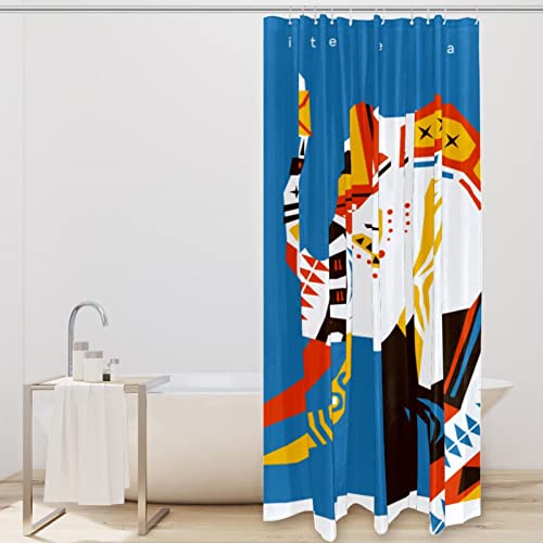 Rideau de douche éléphant abstrait grand format 168x183cm textile imperméable