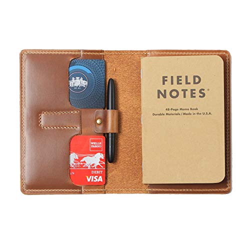 Field Notes Cover, Pocket Notebook Wallet 3.5x5.5" with a Field Notes Memobook / Horween Chromexcel Full Grain Leather Made in USA