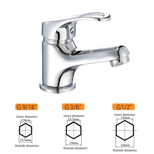 Robinet chromé pour salle de bain MOCHAMIK éclat miroir raccord G1/2 - 5