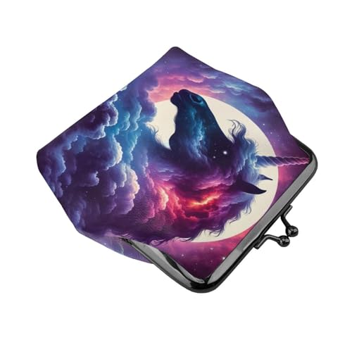 Pu Leather Buckle Coin Purse One-Horned Horse-Galaxies Girls Kiss-Lock Change Purse Wallets3