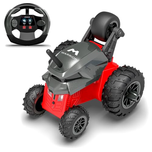 Image of Mirana Warrior 360 Rotating Stunt RC Car | High Speed Remote Control Vehicle | USB Type-C Rechargeable Toy for Kids for Boys and Girls | Made in India (Grey Red)