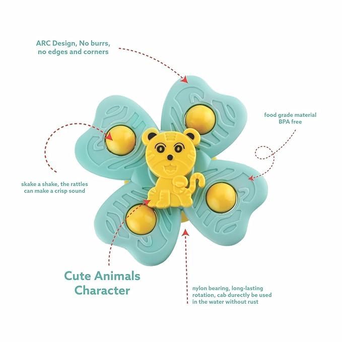 Image of ToyTastic Strong Suction Cup Fidget Rotating Sensory Hand Spinner Toys 6 12 18 Months Airplane Car Travel Table & Window Toys