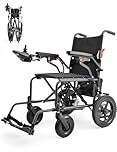 QWPDWA Silla de ruedas eléctrica plegable ligera con asientos más anchos, capacidad de peso de 265 libras, motor doble de 250 W, rango de 15.5 millas, silla de ruedas eléctrica para adultos y personas