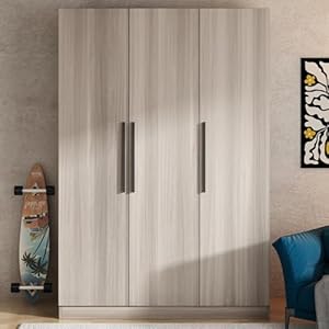 Hitow Large Wardrobe Armoire Closet with 3 Doors, Freestanding Wardrobe Cabinet for Hanging Clothes, Bedroom Armoire Dresser Wardrobe Clothes Organizer, 3-Door Brown (47.2″ W x 18.9″ D x 70″ H)