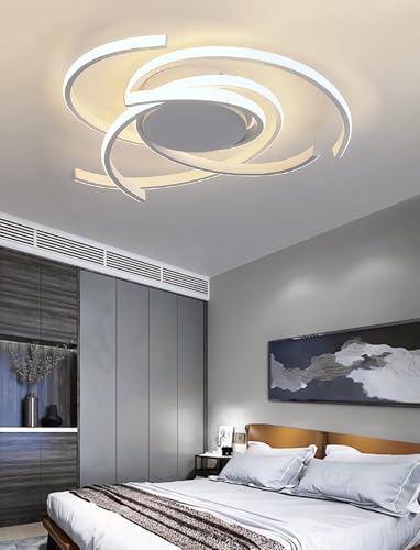 Éclairage de chambre créatif et plafonnier moderne blanc 56cm à télécommande