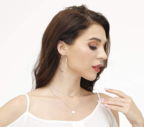 4 Pairs Sterling Silver Hoop Earrings, 14k White Gold Plated Big Hoop Earrings Set for Women (30 40 50 60MM)2