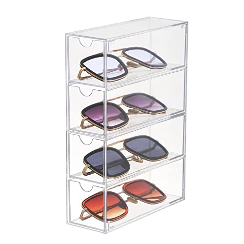 Himifuture Sunglasses Organiser with 4 Drawers, Acrylic Eyeglass Organizer, Make-up Storage Drawer Tray, Jewelry Box