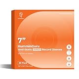 HumminGuru Vinyl Record Inner Sleeve, Acid Free & Anti Static Vinyl Sleeves, 1.5Mil Archival HDPE Inner Record Sleeve, Round Bottom LP Easy Insertion for 7 Inch Album Cover, 50 Pack (7“Inner Sleeves)