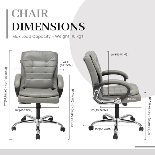 Image of Comfortable Ergonomic Revolving Medium Back Office /Home Study Revolving Chair Leatherette Chair (1, Grey, Standard)