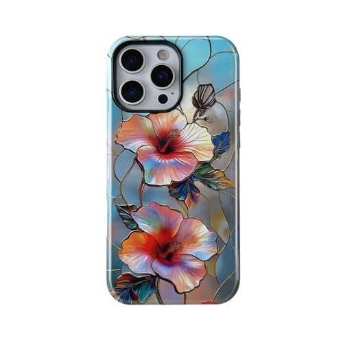 Coque iPhone 16 Pro Max QLTYPRI silicone doublure rigide Lebendiger Hibiskus