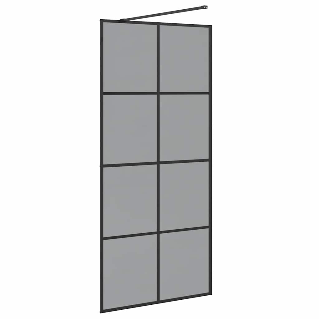 Ścianka prysznicowa Walk-in, czarna, 90 x 195 cm, szkło hartowane z aluminiową ramą, regulowana od 89 do 90 cm, uchwyt 100 cm do nowoczesnej łazienki i ochrona przed pryskaniem