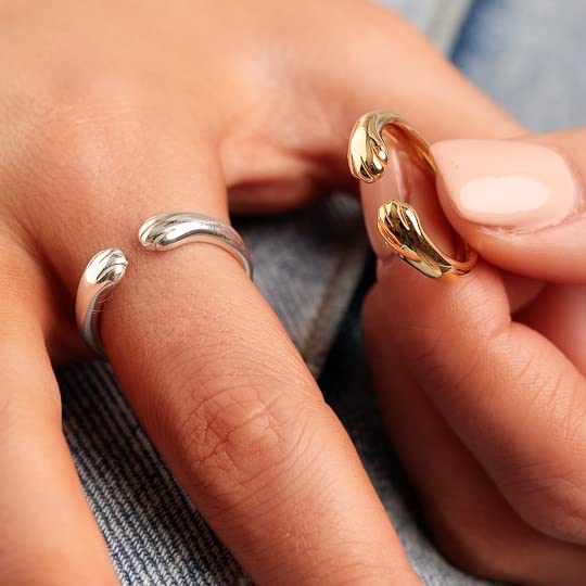 Bague réglable en argent 925 Lily Charmed avec patte ouverte taille unique