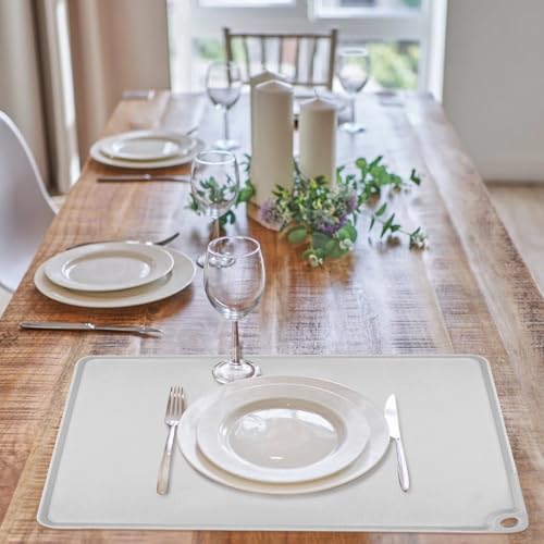 Gray Baking Mat -Food Grade Standard Silicone Mat for Kids Dinner Placemat Reusable Kitchen Countertop Mats Dough Pad with Raised Edges Heat Resistant Mat for Air Fryer (1Pack 23.6'' x 15.7'')
