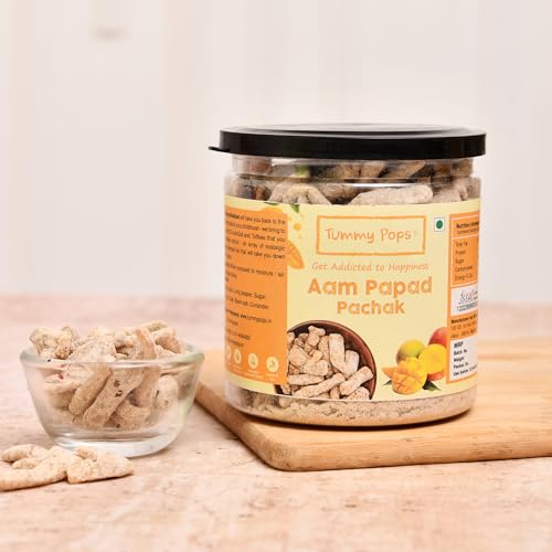 Image of Tummy Pops | Aam Papad Khatta Meetha - 275gm Jar | After Meal Digestives Mukhwas Mouth Fresheners, Handmade & Sun-dried Chatpata Aam Papad Mango Slices | Hygienically Prepared & Packed