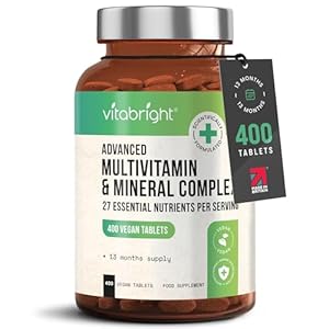 Multivitamine Tabletten Hoge Dosis 400, 13 maanden Vitaminen, Mineralen & Supplementen A-Z Vitaminen en mineralen, Voedingssupplementen Vrouwen/Mannen, VitaBright Vegan Multivitamine Complex