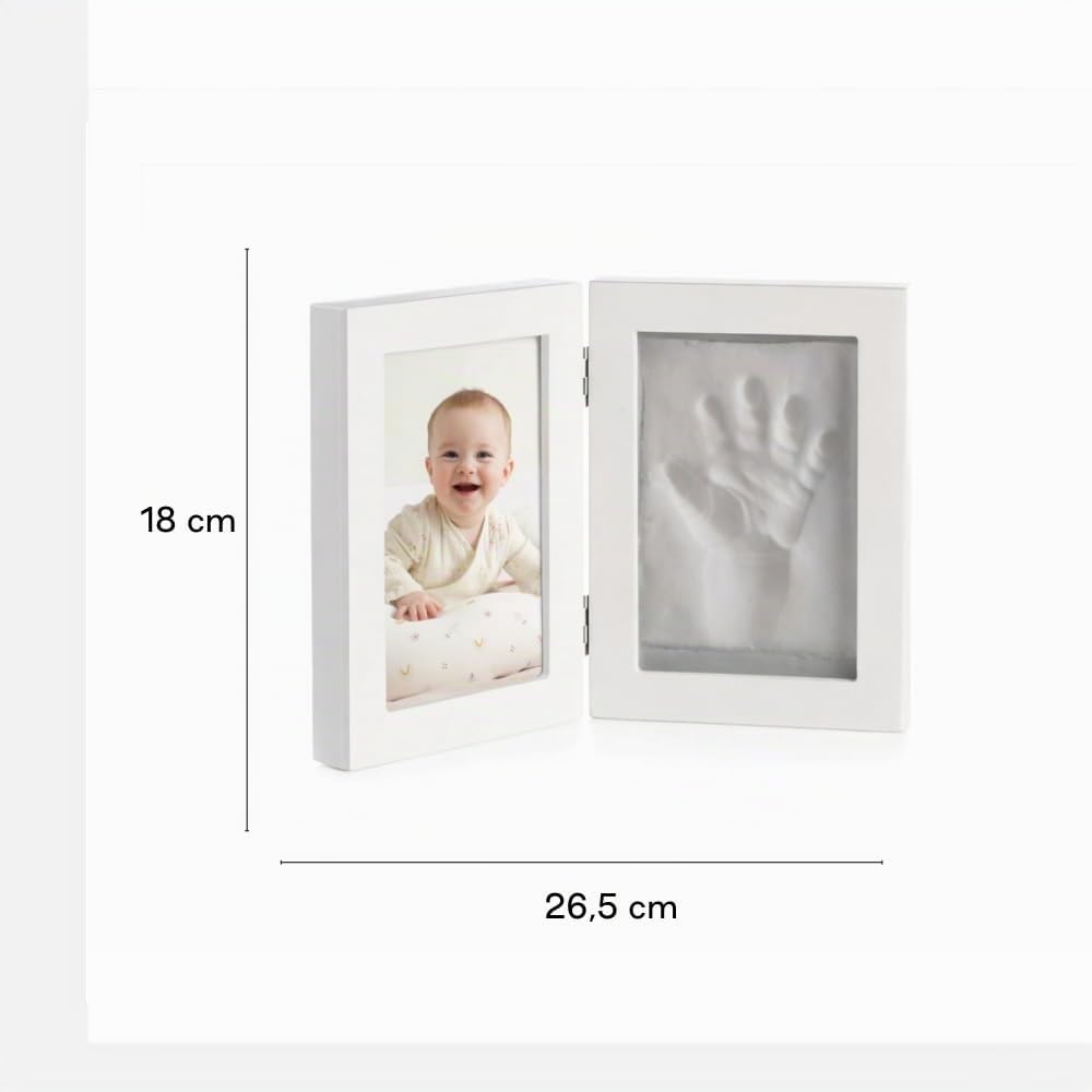 Jané Cadre Empreinte Bébé avec Photo, Argile à Modeler Séchage 24h, Souvenir Main ou Pied, Convient aussi pour Empreinte Animal, Blanc