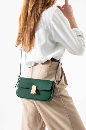 MOON CANTA Structured Shoulder Bag – Timeless Small Handbag with Gold Clasp, Adjustable Strap & Everyday Elegance3