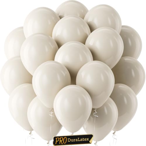 Image of Pro Duralatex White Sand Extra-Thick Balloons 120 Pack 10 inch | Sand White Boho Balloons for Easter Engagement Birthday Wedding Bridal Shower Gender Reveal Party Decoration