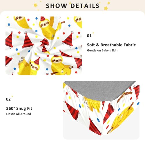 Drap de berceau en coton de qualité supérieure motif paresseux - 6