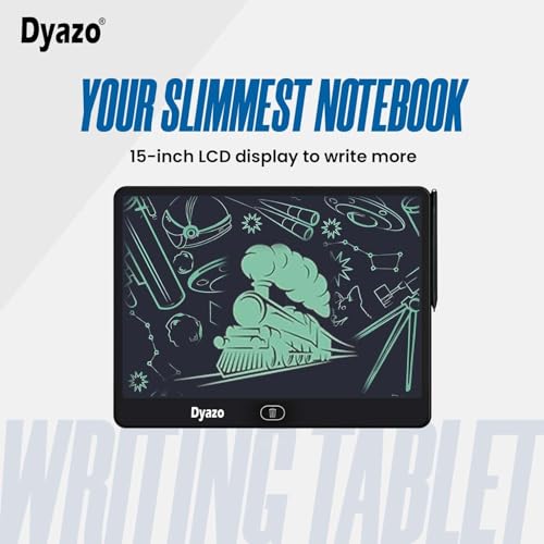 Image of Dyazo 15 Inch LCD Re-Writing Tablet Pad with Stylus Pen | Lightweight and Portable Magic Slate Design for Drawing, Handwriting, Playing, Digital Notepad for Kids and Students | Black