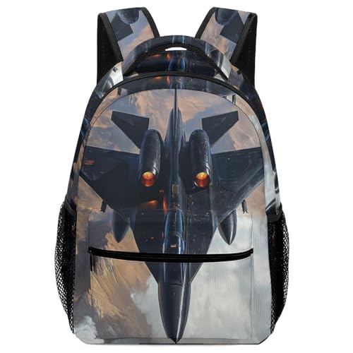 F-15 Fighter Jet Aircraft Laptop Backpack Durable Travel Daypack Casual Shoulder Bag for Sport Hiking