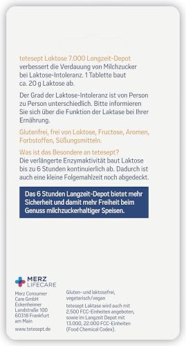 tetesept Laktase 7.000 – Laktasetabletten bei Laktoseunverträglichkeit – Nahrungsergänzungsmittel mit Sofortwirkung & 5h Langzeit-Depot – 1 Dose à 90 Stück 4