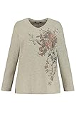 Langarm Ulla Popken Damen große Größen Sweatshirt Khaki-Melange 54/56 726992 44-54+