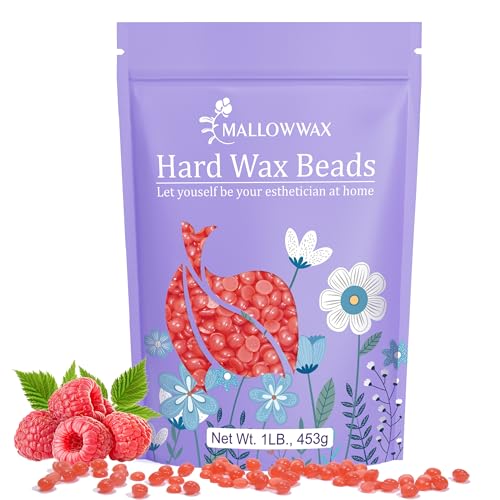 Image of Mallowwax Hard Wax Beads, 1lb Strawberry Red Stripless Wax for Hair Removal, All-purpose Refill Wax Beans for Brazilian Bikini, Face, Eyebrows, Underarms, Chest, Back,Legs, Women and Men