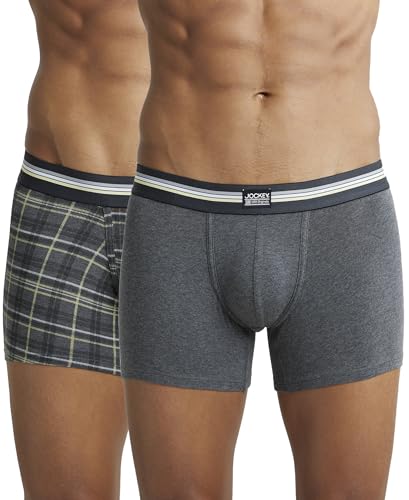 Image of Jockey UI21 Men's Super Combed Cotton Elastane Stretch Printed Trunk with Ultrasoft Waistband (Pack of 2 Colors & Prints May Vary)