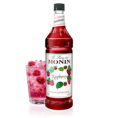 Monin - Raspberry Syrup, Sweet and Tart, Great for Cocktails and Lemonades, Gluten-Free, Non-GMO (1 Liter)
