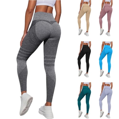 Leggins Plumi 3D Anticelulitis Damen，Scrunch Leggings Push Up Lange Blickdicht Kompressionshose Seamless Sport Booty Yogahose mit Bauchkontrolle Figurformende Hohe Taille Fitnesshose Sporthose