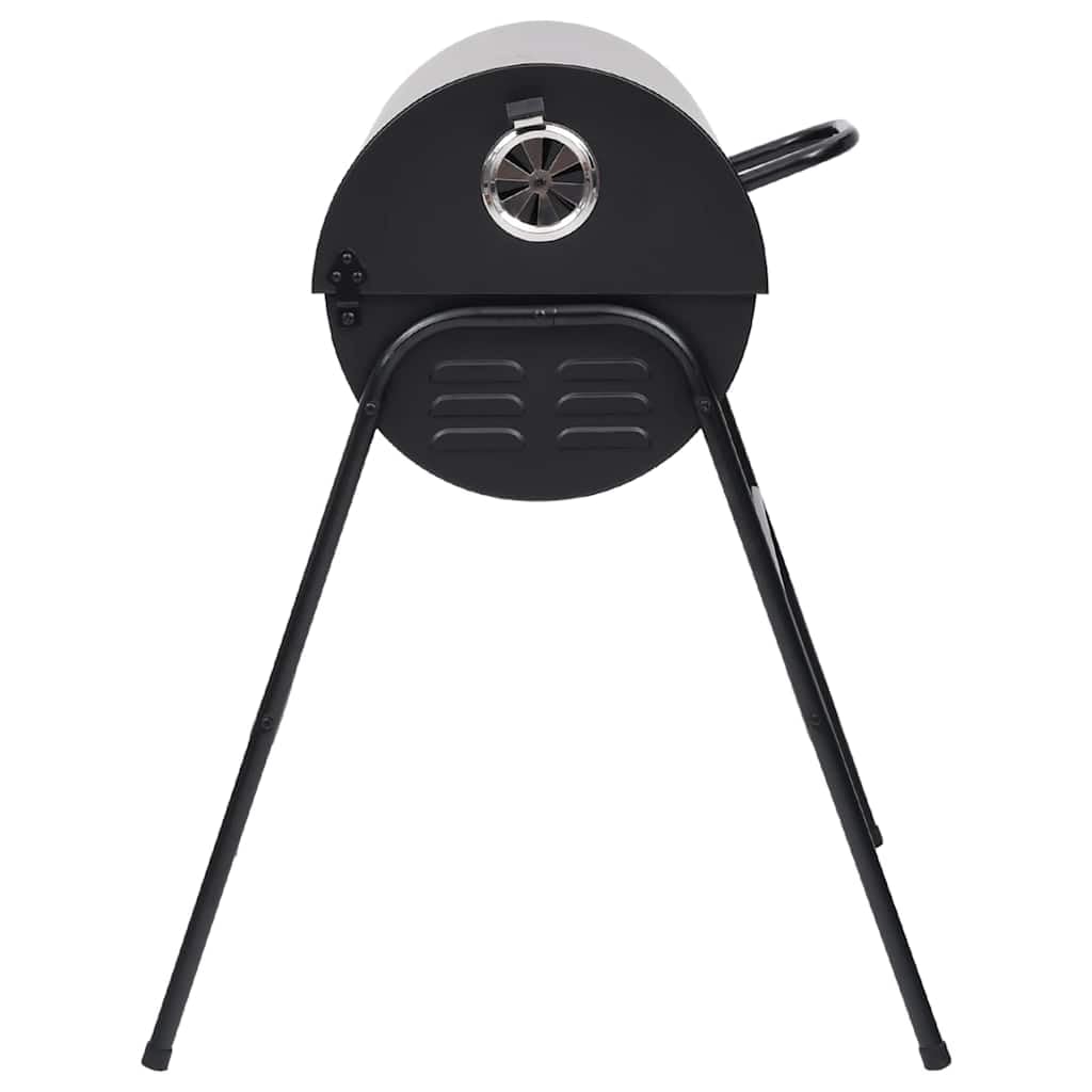Barbecue a carbonella in acciaio con 2 griglie, rivestimento nero, dimensioni totali, 80 x 95 x 90 cm, griglia scaldavivande per terrazza, balcone, giardino, per grigliare carne e verdure