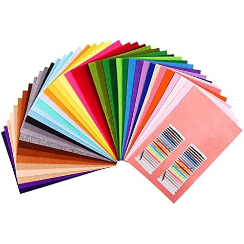 Gtwinsone 40 Farben Filzstoff Basteln zum Nähen Bastelfilz 20 x 30 cm Filzplatten Filzbögen mit Faden Bunt Verschiedene Farbe für Kinder DIY Handwerk Patchwork Cover