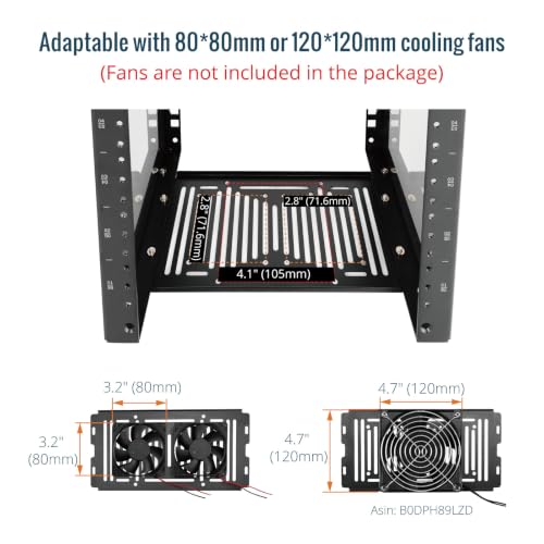 Image of Tecmojo 4U Network Rack, 10 inch Mini Server Rack with 2 Side Translucent Panels & 2 Top Handles, 7.87 inch Deep, for 10 inch IT Equipment & A /V Devices, Black