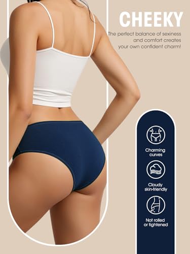 Image of Cotton Underwear for Women Stretch Low Rise Bikini Panties 6 Pack