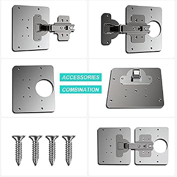 Hinge Repair Plate,6 PCS Cabinet Hinge Repair Brackets,Kitchen Cupboard Door Hinge Repair Plate Kit with Hole, Stainless Steel Flat Fixing Brace Brackets with Screw (6)