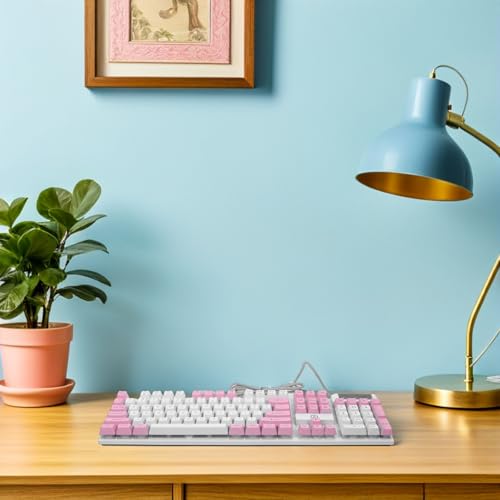 Clavier USB ergonomique pour bureau et gaming setup rose pastel - 5