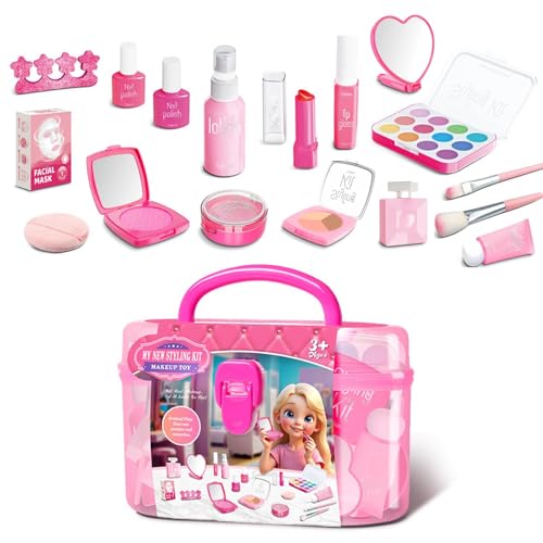 Jouet de maquillage pour petite fille, kit de maison de jeu de princesse, kit de maquillage éducatif 19 x 10 x 13 cm pour fête des enfants, anniversaire,...