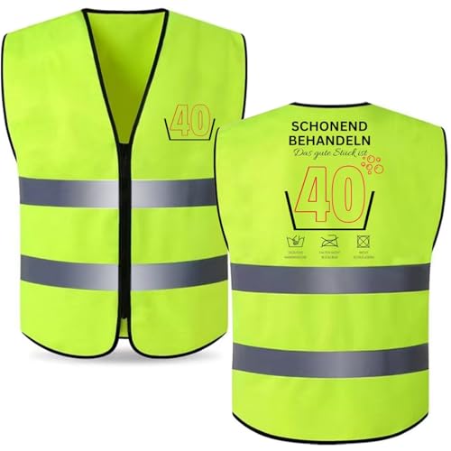ZABARE 40 Geburtstag für Männer Frauen,Geschenke für Männer Geburtstag Weste, Lustige Geschenk Geburtstag Mann Frau,40 Geburtstag Männer - Schonend Behandeln - Weste mit Pflegehinweis