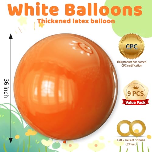 Image of Orange Balloons 9pcs, 36 Inch Large Orange Balloons for Balloon Garland Arch as Birthday Party Decorations, Wedding Decorations
