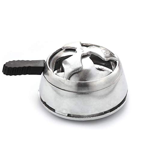 Hookah Bowl Set Vortex Style Silicone Hookah Bowl & Lotus Charcoal Holder Shisha Heat Management Charcoal Funnel Box Burner (Silver)