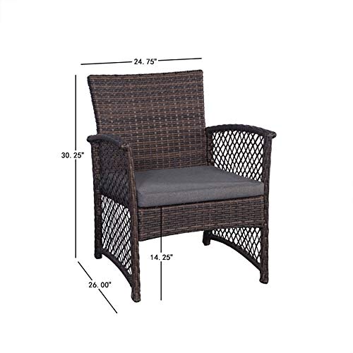 Image of Carry Bird 4 Piece PE Wicker Rattan Outdoor Furniture | 4 Seater Balcony Sofa With Tea Table | Set of 2+1+1 Outdoor Patio Chairs with Coffee Table | Sofa Sets & Center Table for Home & Garden | 3 Piece Patio Stools with Table | Indoor Patio Furniture Set Space Saving | Rattan Chair | Patio Set | Wicker Conversation Set | Poolside Lawn Arm Chairs Set For Balcony & Terrace | Balcony Table chair Set | Hotel Patio Seating Chair & Table Set with Glass | LightBrown Sofa Grey Cushion