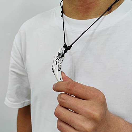 Shark Tooth Necklace Summer Shark Teeth Necklace for Men Beach Surfer Necklace Leather Shark Tooth Pendant Necklaces for Women4
