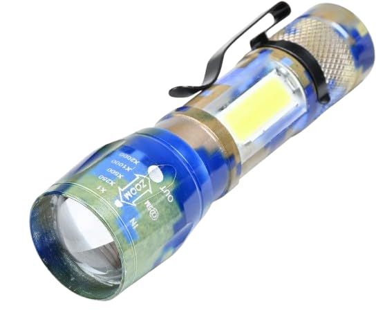 Zoom COB Light Torch Portable USB Rechargeable Flashlight with 3 Modes Torch (Multicolor, 11 cm, Rechargeable) 912 Military Clip blue-image-9