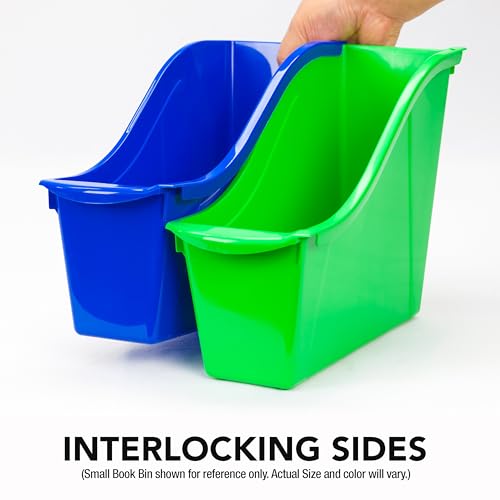 Image of Storex Large Book Bin, Interlocking Plastic Organizer for Home, Office and Classroom, STEM Assortment, 6-Pack