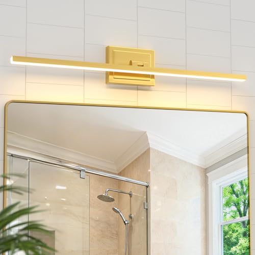 Image of VOLISUN Bathroom Vanity Light 31.5 inch, 18W Dimmable 5CCT Led Bathroom Light Fixture Over Mirror, Gold Bar Vanity Light for Bathrooms-ETL Certificated